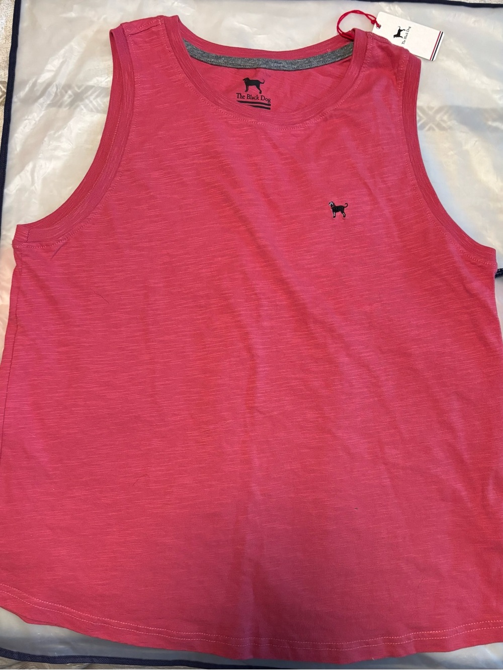 The Black Dog Woman's Pink Crewneck Tank Top with Embroidered Logo